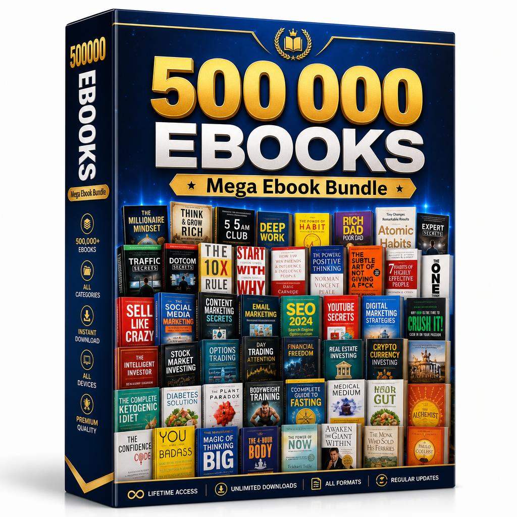 500000 eBooks mega bundle box with hundreds of book covers